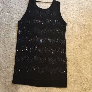 H&M black sequin zigzag detail dress size 14
